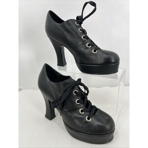 Women's Chunky Block High Heel Lace Up Platform‎ Ankle Booties Shoes Size 5.5